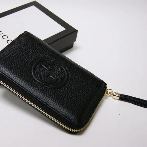 New Gucci Soho Black Leather Unisex Zip Around Wallet Purse - Picture 1 of 7